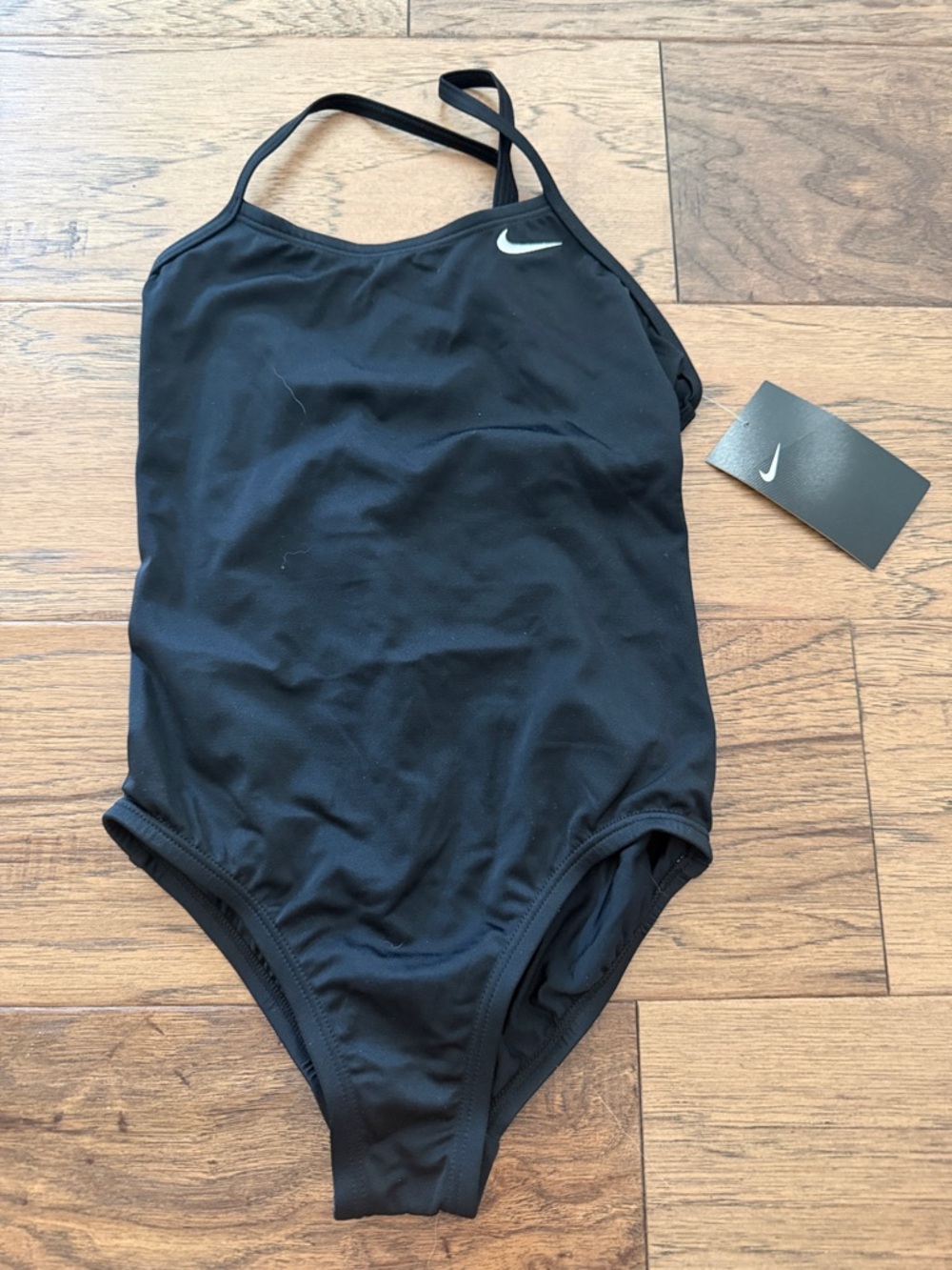 Nike Black One-Piece Swimsuit with White Swoosh